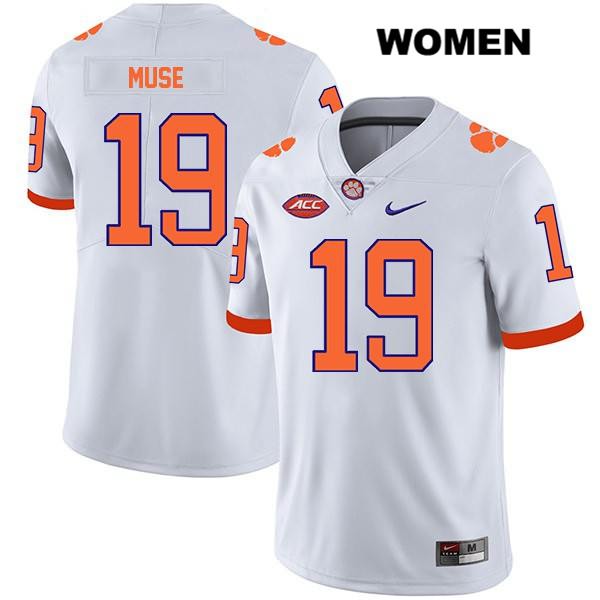 Women's Clemson Tigers #19 Tanner Muse Stitched White Legend Authentic Nike NCAA College Football Jersey LWZ7046UT
